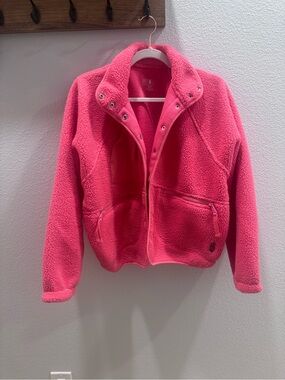Free People Pink Sherpa Jacket - Cozy Fleece Zip Front